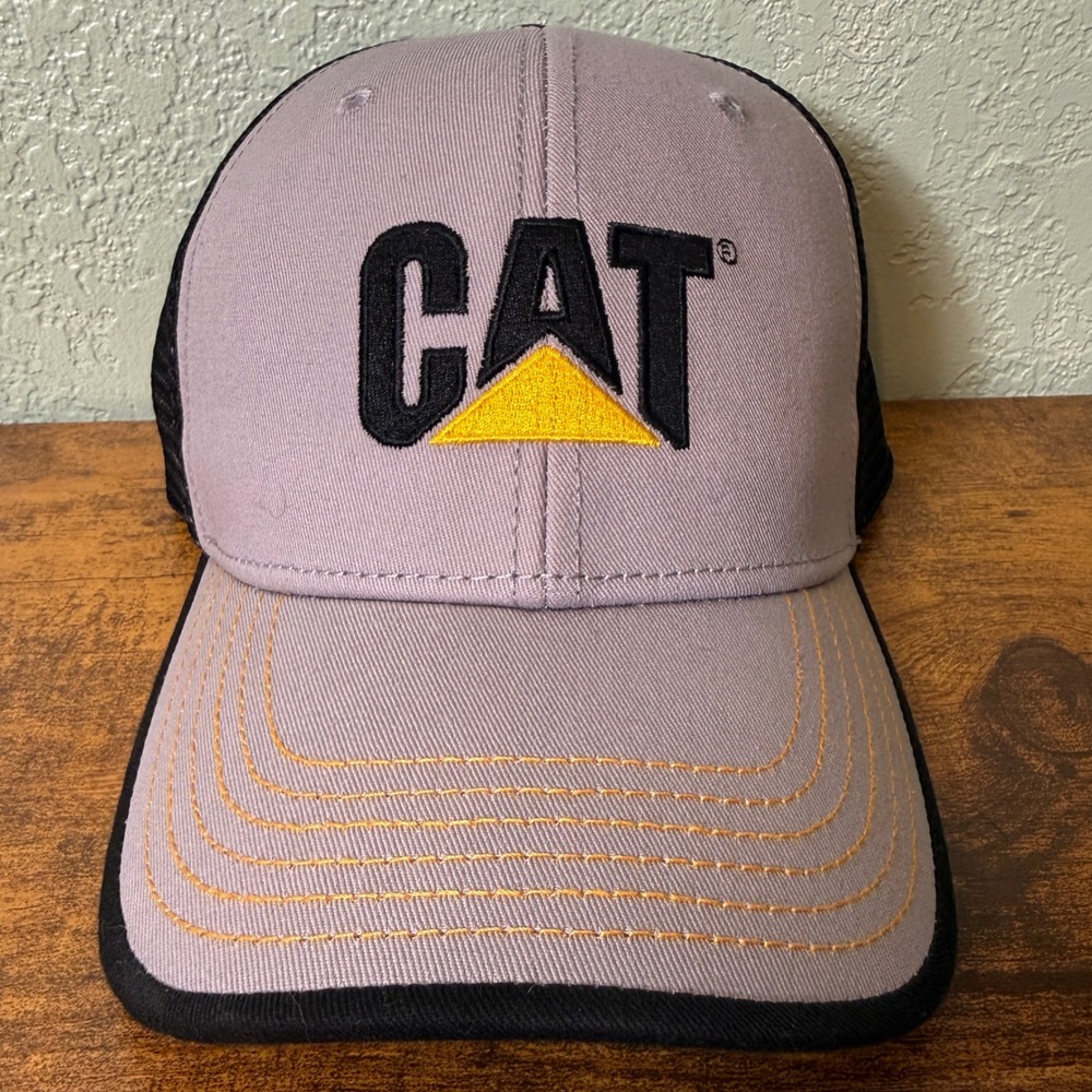 CAT Caterpillar Black Gray‎ Mesh Trucker Hat Cap Valued Customer Financial Work